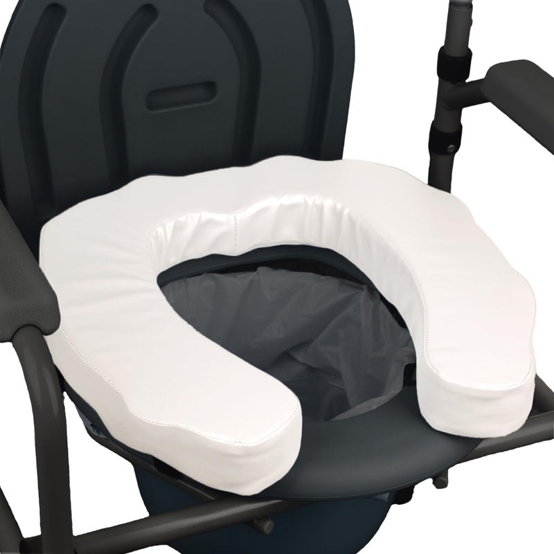 QIUCHA U-Shaped Padded Commode Seat Cushion – 2" Thick Raised Toilet Booster Pad for Seniors, Bedside Commode Chair, Potty Seat Riser – Universal Fit 16x15, Soft Foam, Non-Slip Straps - Image 1